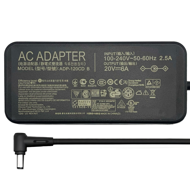 120W Laptop Charger 6.0x3.7mm DC Adapter 20V 6A Power Supply for ASUS VivoBook ZenBook ROG Notebook