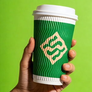 Vasos de Papel Desechables Ecológicos de Doble Pared, Impermeables, de Grado Alimenticio, para Bebidas Calientes, Bebidas Carbonatadas, Agua Mineral, Diseño Ondulado - Product Image 1