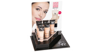 Lucite testeur de produit de soins personnels affichage Perspex parfum POP comptoir présentoir noir acrylique cosmétiques Glorifier unité