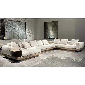 Sofá de couro italiano minimalista Connery camada superior combinação tamanho sala de estar móveis de esponja de luxo minimalista