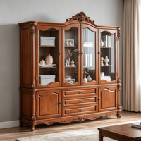 Vitrine de Luxe Antique en Bois Massif, Bibliothèque, Cave à Vin, Grand Rangement pour Maison, Villa, Hôtel – Fournisseur d'Usine OEM ODM Personnalisé