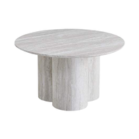 Ensemble de tables basses rondes italiennes de luxe, table basse et table d'appoint en travertin naturel personnalisables pour le mobilier de salon
