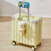 Valise trolley légère de 18 pouces, petite, à fermeture éclair, avec roulettes silencieuses, compartiments multifonctionnels pour les vacances