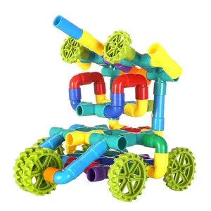 Mainan blok bangunan pipa air DIY, mainan blok bangunan pipa montesori, hadiah mainan pendidikan konstruksi Anak