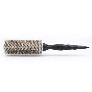 Factory Wholesale Wood Handle and Boar Bristle round Roll Comb Rat-tail Shaped Straight Hair Curly Hair Rolling Brush