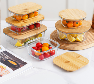 Recipiente de Vidrio con Tapa de Bambú, Apto para Microondas, Resistente al Calor, para Mantener los Alimentos Frescos, Recipiente para <span class=keywords><strong>Almacenamiento</strong></span> en el Refrigerador - Product Image 5