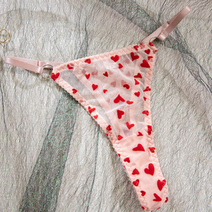 New Arrival Transparent <b>Red</b> Heart Pattern Lingerie <b>Set</b> Sexy French Style <b>Underwear</b> <b>Set</b> for Girls - Product Image 5