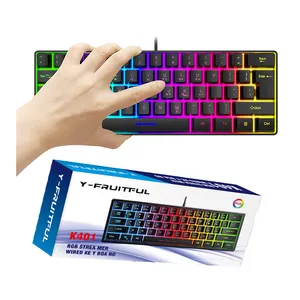 Qxy109 thời trang 61 phím cơ khí bàn phím 60% RGB LED Backlit Bàn phím teclado gamer có dây Ergonomic Mini trò chơi bàn phím