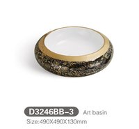 Vente en gros de sanitaires, lavabo en céramique couleur or pour salle de bain