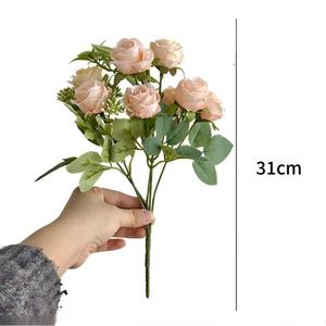 Korean-Style 10 Roses Silk Artificial <b>Flowers</b> Simple Modern <b>Flower</b> <b>Wall</b> Layout for Wedding Graduation Mother's Day Christmas - Product Image 6