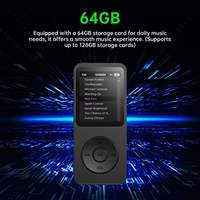 Lecteur MP3 Classique à Bouton Rond 64 Go Grande Capacité Son Sans Perte Lecteur de Musique Portable Lecteur Audio Répétition AB Radio FM