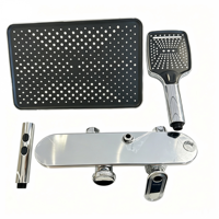 Système de douche en laiton chromé poli, multi-modes, avec douchette à effet pluie, kit complet mural pour salle de bain