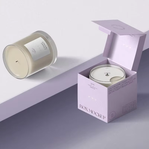 Boîte d'emballage <span class=keywords><strong>de</strong></span> luxe en carton pour cosmétiques et bougies, doublée d'une éponge, structure rigide recyclable, lamination brillante, gaufrage, feuille d'or - Product Image 2