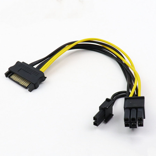 SATA 15PIN to 8PIN/6+2PIN Reverse GPU Power Adapter Wiring for Computer Automobile & Home Appliance Use