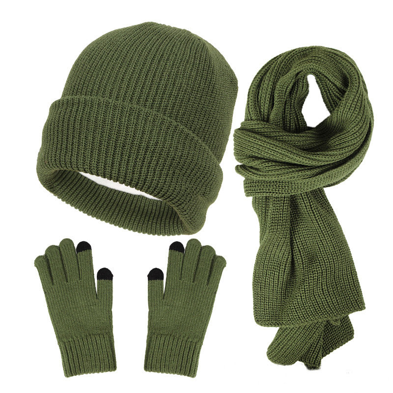 Winter Knit Hat Beanie Long Scarf Touchscreen Gloves Set display picture 1