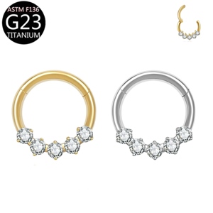 Anelli Segmentati in Titanio e Zirconio <span class=keywords><strong>per</strong></span> Piercing al Naso, Gioielli da Donna <span class=keywords><strong>per</strong></span> Matrimonio, Orecchini a Cerchio alla Moda, <span class=keywords><strong>Anello</strong></span> Daith - Product Image 1
