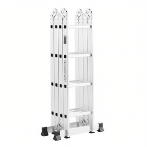 Plataforma de Trabajo Plegable con Escalera de 4 Peldaños, 15.5 pies, Aleación de Aluminio, Altura Ajustable, Capacidad de Carga de 500 kg para Diversas Tareas de Trabajo - Product Image 1