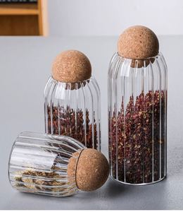 Transparent 1100ml High Borosilicate Glass Canister Airtight Food Jar With Round Cork Stopper Modern <b>Pantry</b> Organization Bottle - Product Image 5