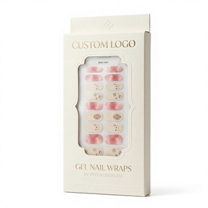 Custom-Made UV Free Gel <strong>Nail</strong> Wraps Blush Marble <strong>Star</strong> Heart Accent Full Cover Wraps for Luxury Beauty Retailers - Product Image 1
