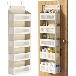 Over The Door Organizer 15 Pockets Beige Hanging <b>Storage</b> For Bathroom Closet Behind Door Hook Type Neatening Solution - Product Image 1