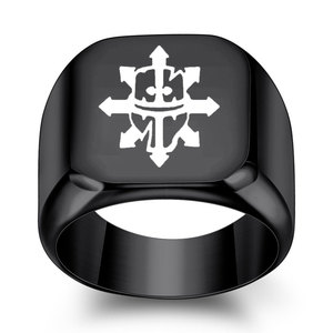 Bague carrée en acier inoxydable 18 mm, design bouclier flèche, bijoux de mode pour homme, cadeau - Product Image 5