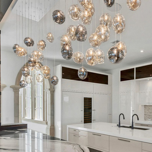 Lampada a sfera di vetro <span class=keywords><strong>lampadario</strong></span> vetro Led decorativo Villa commerciale scala Hotel personalizzato lungo moderno di lusso 80 grande E14 ciondolo libero - Product Image 3