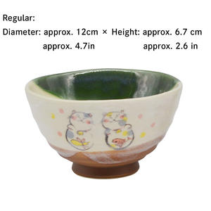 กล่องของขวัญสุดน่ารักสไตล์โอริเบะ ชามมัทฉะเซรามิกทำมือลายแมว มีสองขนาด - Product Image 2