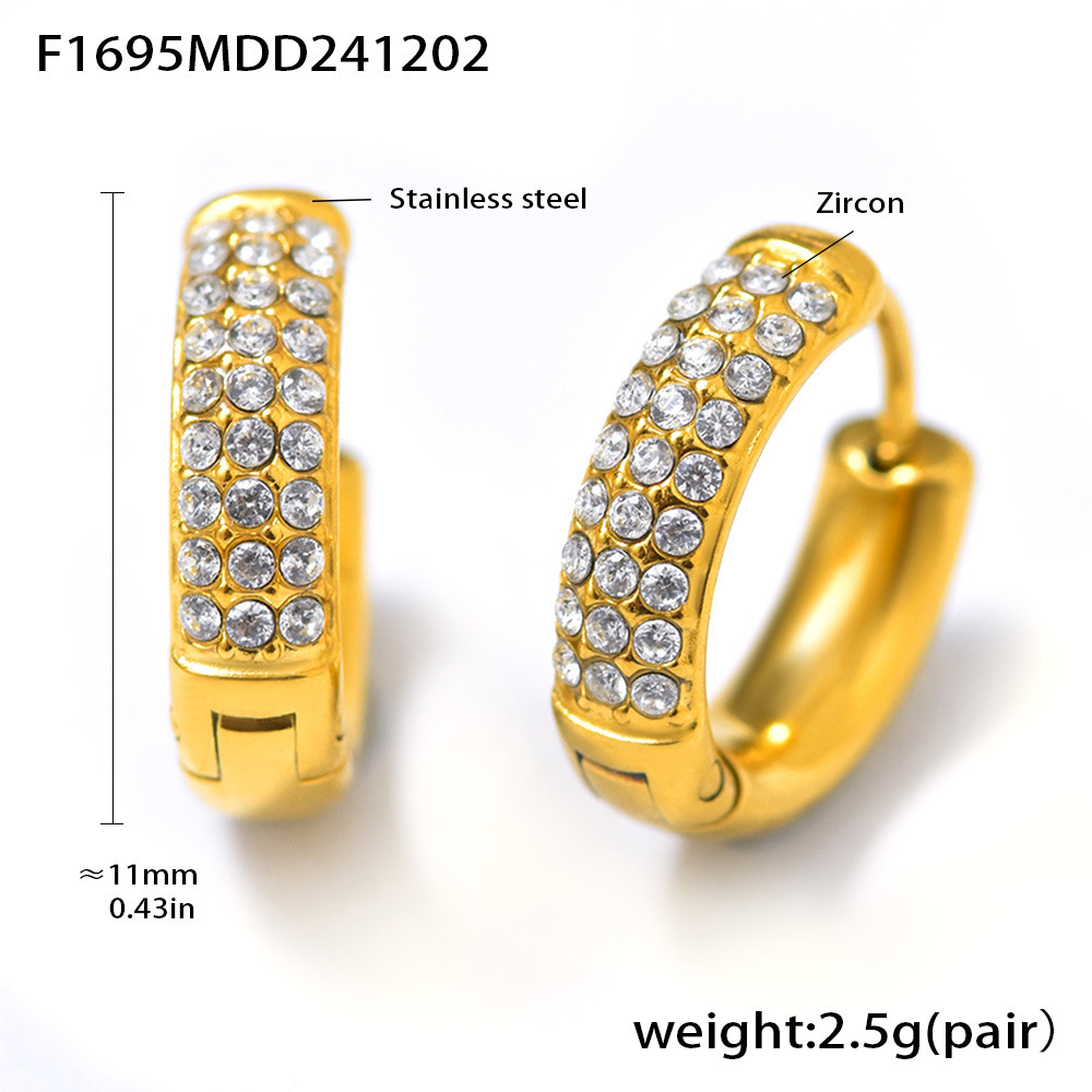 Boucles d'oreilles F1695 - Or blanc, zirconium - Petite taille