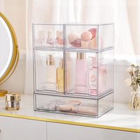 Xin Hua Display Lot de 4 tiroirs de rangement empilables transparents de 4,4'' de hauteur en acrylique, présentoir moderne pour vêtements sur comptoir