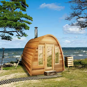3 người phòng tắm hơi ngoài trời tuyết tùng đỏ vật liệu gỗ rắn sang trọng khô phòng tắm hơi với Harvia bếp nóng - Product Image 4