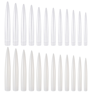 KADS 120 Uds./Bolsa Puntas de Uñas Postizas Transparentes Naturales Extra Largas Tipo Stiletto, de Acrílico, de Media Cobertura, para Salón - Product Image 3