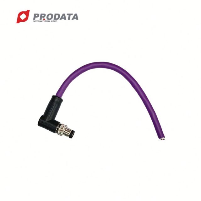 PRODATA M8 Right Angle 8 Pin Male Waterproof Cable Connector Assembly with Solder Connection IP67 Protection for Automobile Use