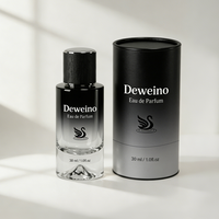 Flacons de parfum cylindriques de 50 ml de haute qualité avec logo personnalisé, dégradé noir, en verre, vides, avec emballage en boîte