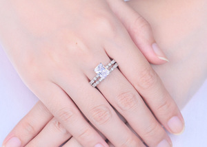 Wholesale Customized Light Luxury Rhodium Plated Waterdrop Cubic Zircon Women' s Silver Jewelry Ring - Product Image 2