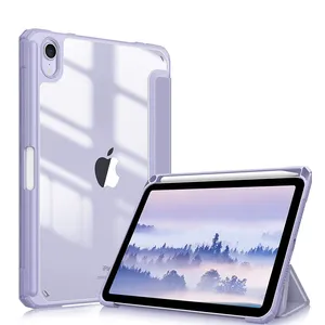 Funda de piel sintética con tapa para tableta, carcasa de cuero transparente inteligente para ipad Pro 11 2021