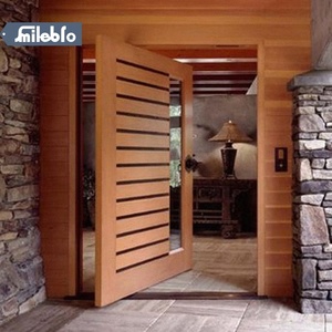 Puerta Pivotante de Entrada de Madera Maciza de Teca Personalizada Smile <span class=keywords><strong>Bro</strong></span>, Puertas de Seguridad de Alta Calidad para Entrada Principal, Puerta Exterior de Madera para Casa - Product Image 2