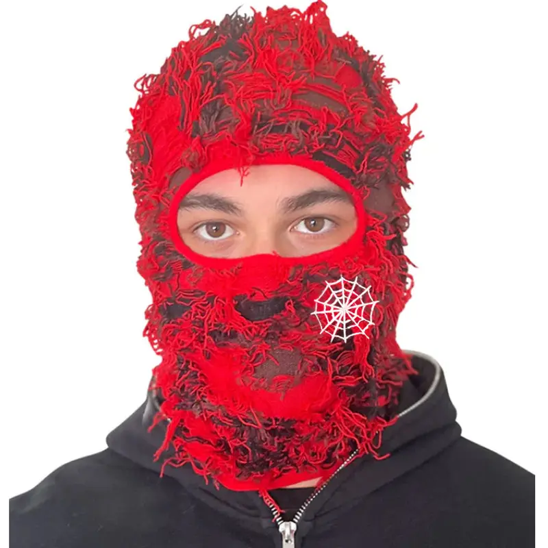 Logotipo bordado personalizado invierno cálido fiesta acrílico tejido negro hierba desgastado pasamontañas Skimask