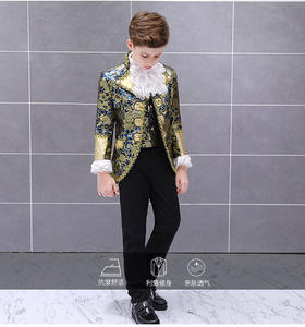 Costume de prince victorien pour enfant, veste de costume, cravate <span class=keywords><strong>jabot</strong></span>, tenue uniforme, cosplay, veste en dentelle, manteau pour garçon - Product Image 3