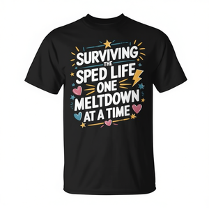 Camiseta para profesores de educación especial Sped Life con diseño One Meltdown At A Time - Product Image 2