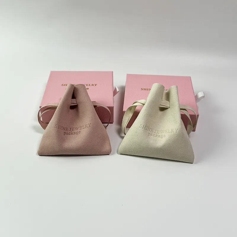 Gioielli con Logo personalizzato di lusso con coulisse sacchetto per la polvere in microfibra confezione regalo anello orecchini gioiello sacchetto e scatola