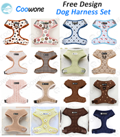 Harnais pour chien personnalisé en maille douce brodé marguerite, anti-traction, respirant et réglable, type gilet à enfiler pour chiot