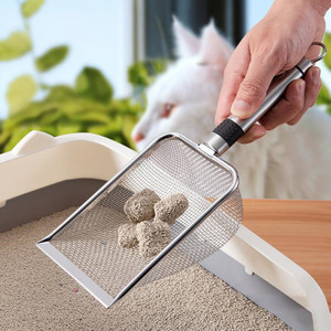 Stainless Steel Metal Mesh Cat Litter Scoop Long Handle Deep Poop <b>Shovel</b> Non-Stick Coated Metal Cat Litter Scoop/ - Product Image 2