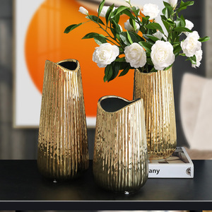 Vintage Lumière <span class=keywords><strong>De</strong></span> Luxe plaqué Or Vase en céramique bande fleur arrangement <span class=keywords><strong>de</strong></span> fleurs <span class=keywords><strong>de</strong></span> <span class=keywords><strong>poterie</strong></span> vase pour L'intérieur <span class=keywords><strong>de</strong></span> table <span class=keywords><strong>de</strong></span> mariage décoratif - Product Image 2