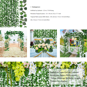 Искусственные листья плюща 93FT, 12 нитей, растения, лоза, гирлянда и 24 искусственные Пальмовые Листья для декора дома и улицы, свадьбы, вечеринки - Product Image 4