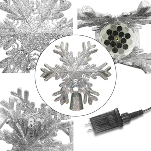 כסף צילינדר עץ חג מולד פתית שלג תאורת חג המולד עץ למעלה - Product Image 5