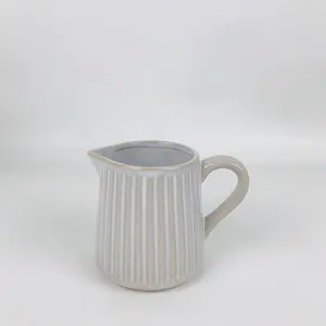 Wholesale Customized Simple Fashion Thread Ceramic Coffee Milk Jug