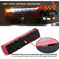 Autobús de Dos Pisos de Aleación a Escala 1:50 con Luces y Música, Modelo para Niños, Vehículo de Autobús con Motor de Retroceso, Juguete Educativo de Coche de Viaje de Larga Distancia