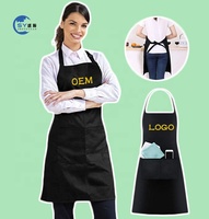 Apron Salon, Dapur, dan Kerja dari Bahan Polyester Hitam dengan Bordir dan Sablon Custom Grosir Pabrik, Logo Custom