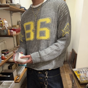 Pull tricoté pour homme Ingale Lamb à motif personnalisé, col rond, manches longues, style jersey ajouré jacquard numérique, vente en gros, été - Product Image 4