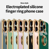 Placage de Silicone coque de téléphone de luxe pour Iphone 13 avec anneau support housse souple